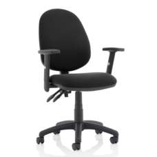 Eclipse II Fabric Office Chair In Black With Adjustable Arms - UK