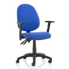 Eclipse II Fabric Office Chair In Blue With Adjustable Arms - UK