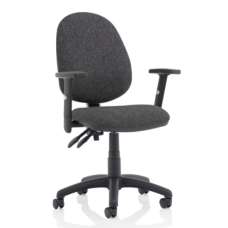 Eclipse II Fabric Office Chair In Charcoal With Adjustable Arms - UK