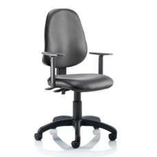 Eclipse II Vinyl Office Chair In Black With Adjustable Arms - UK