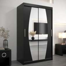 Eden Mirrored Wardrobe 2 Sliding Doors 120cm In Black - UK