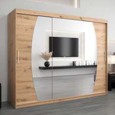 Eden Mirrored Wardrobe 3 Sliding Doors 250cm In Artisan Oak - UK
