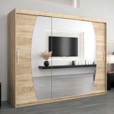 Eden Mirrored Wardrobe 3 Sliding Doors 250cm In Sonoma Oak - UK