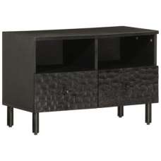 Eden Wooden TV Stand With 2 Shelves In Black - UK