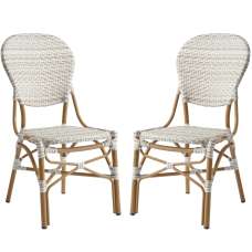 Edinburg Natural Rattan Bar Chairs With Wooden Frame In Pair - UK