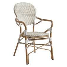 Edinburg Rattan Garden Armchair With Wooden Frame In Natural - UK