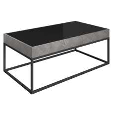 Edison Black Glass Coffee Table With Grey Metal Frame - UK