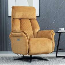 Edison Fabric Electric Recliner Chair In Amber - UK