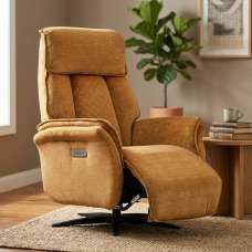 Edison Fabric Electric Recliner Swivel Bedroom Chair In Amber - UK