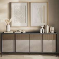 Edison Wooden Sideboard With 4 Doors In Lava Mercure Oak - UK