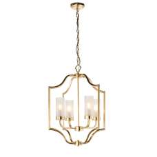 Edrea 4 Lights Glass Ceiling Pendant Light In Satin Brass - UK