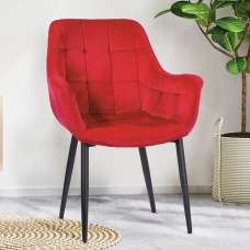 Effingham Fabric Armchair With Metal Legs In Red - UK