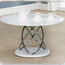 Einav High Gloss Coffee Table Round In White - UK