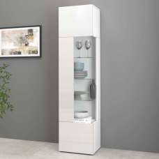 Eindhoven High Gloss Display Cabinet With 1 Glass Door In White - UK