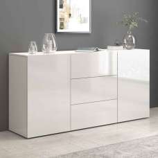 Eindhoven High Gloss Sideboard With 2 Doors 3 Drawers In White - UK
