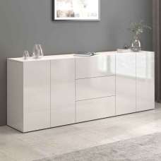 Eindhoven High Gloss Sideboard With 4 Doors 3 Drawers In White - UK