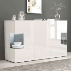 Eindhoven High Gloss Storage Cabinet With 3 Doors In White - UK