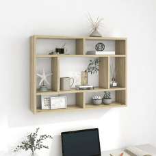 Eissa Rectangular Wooden Wall Shelf In Sonoma Oak - UK