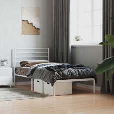 Eldon Metal Single Bed With Headboard In White - UK