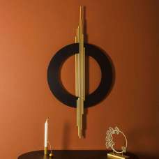 Elegant Metal Black Circle with Gold Lines Wall Art - UK