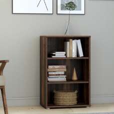 Elgin Wooden Low Narrow Bookcase With 3 Shelves In Vintage Oak - UK