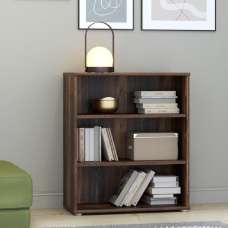 Elgin Wooden Low Wide Bookcase With 3 Shelves In Vintage Oak - UK