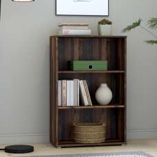 Elgin Wooden Tall Wide Bookcase With 3 Shelves In Vintage Oak - UK