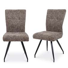 Eliana Sable Natural Fabric Dining Chairs with Black Metal Legs in Pair - UK
