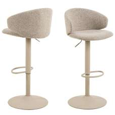 Elyria Fabric Bar Stools In Pair - Beige - UK