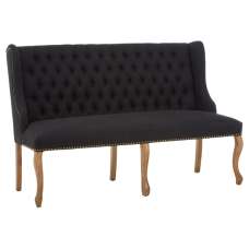 Elkurud Fabric Hallway Seating Bench With Oak Legs In Black - UK