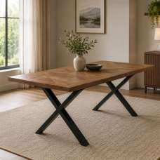 Elliot Elm Veneer Dining Table with Black Legs - UK