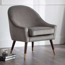 Edena Velvet Armchair In Grey - UK