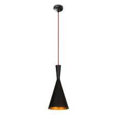Elmas Metal Cone Pendant Light in Black and Red - UK