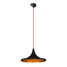 Elmas Metal Wide Shade Pendant Light in Black and Red - UK