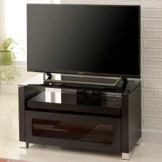 Elmira Milan Wooden TV Stand With Glass Top In Black - UK