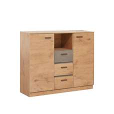 Elmira Wooden Sideboard With 3 Drawers 2 Doors In Lancelot Oak - UK