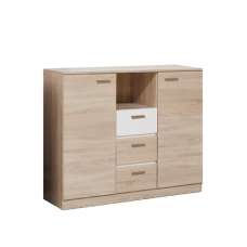 Elmira Wooden Sideboard With 3 Drawers 2 Doors In Sonoma Oak - UK