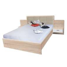 Elmira Wooden Double Bed With Bedside Cabinet In Sonoma Oak - UK