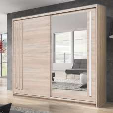 Elmira Wooden Wardrobe 200cm With 2 Sliding Doors In Sonoma Oak - UK