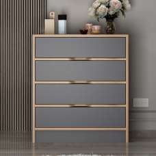 Eloria Wooden Chest Of 5 Drawers in Walnut and Anthracite - UK