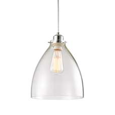 Elstow Glass Ceiling Pendant Light In Polished Chrome - UK