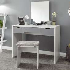 Elstow Wooden Dressing Table Set In White And Grey - UK