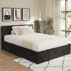 Eltham End Lift Crushed Velvet Ottoman Double Bed In Black - UK