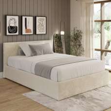 Eltham End Lift Crushed Velvet Ottoman King Size Bed In Cream - UK
