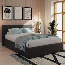 Eltham End Lift PU Leather Ottoman Double Bed In Black - UK
