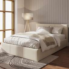 Eltham Side Lift Fabric Ottoman Small Double Bed In Natural - UK