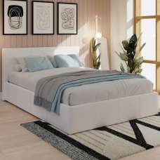 Eltham Side Lift PU Leather Ottoman Small Double Bed In White - UK