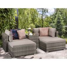 Elvan Rattan Garden Stackable Sofa Set With Coffee Table In Grey - UK