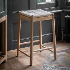 Elvira Wooden Seating Stool With Rope Seat In Natural - UK