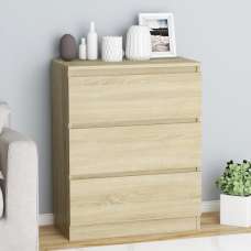 Elyes Wooden Chest Of 3 Drawers In Sonoma Oak - UK